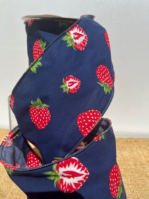 Blue Ribbon with Berries - 4" x 10 Yards