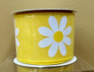 Yellow Ribbon Wnite Flower - 2.5" x 10 Yards