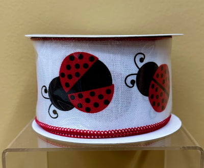 Ladybug Linen Ribbon - 2.5" x 10 Yards