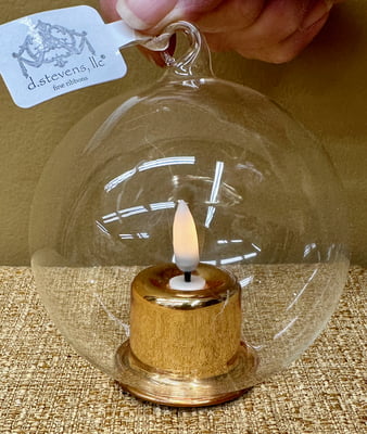 Flickering Candle Lit Globe Ornament - 4"