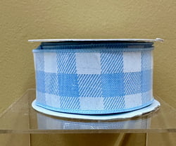 Blue and White Plaid Ribbon - 1.5" x 10 Yards