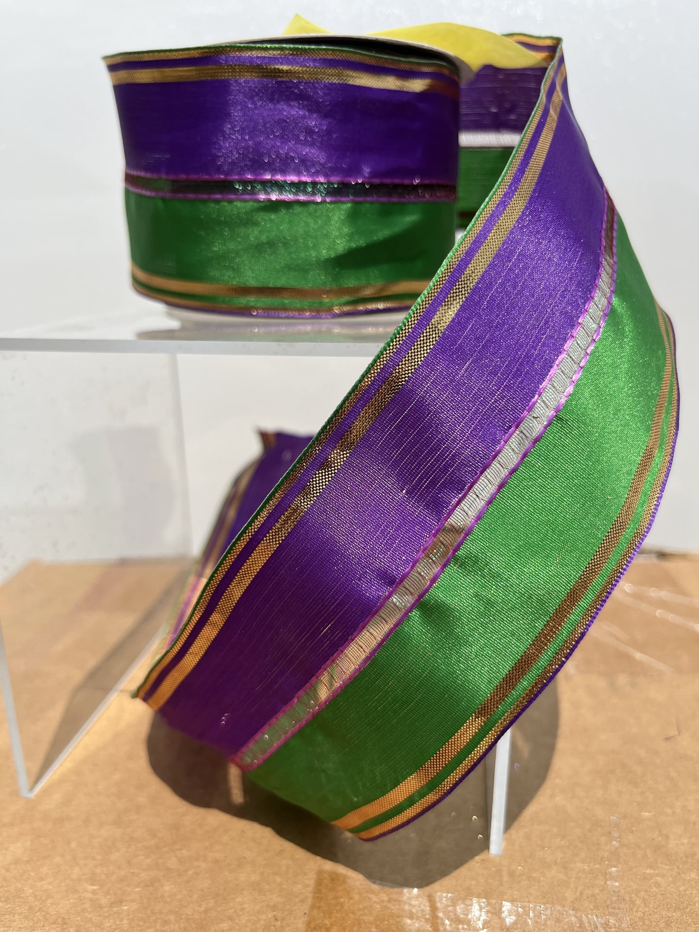Mardi Gras Green Purple Ribbon - 2.5 x 10 Yards